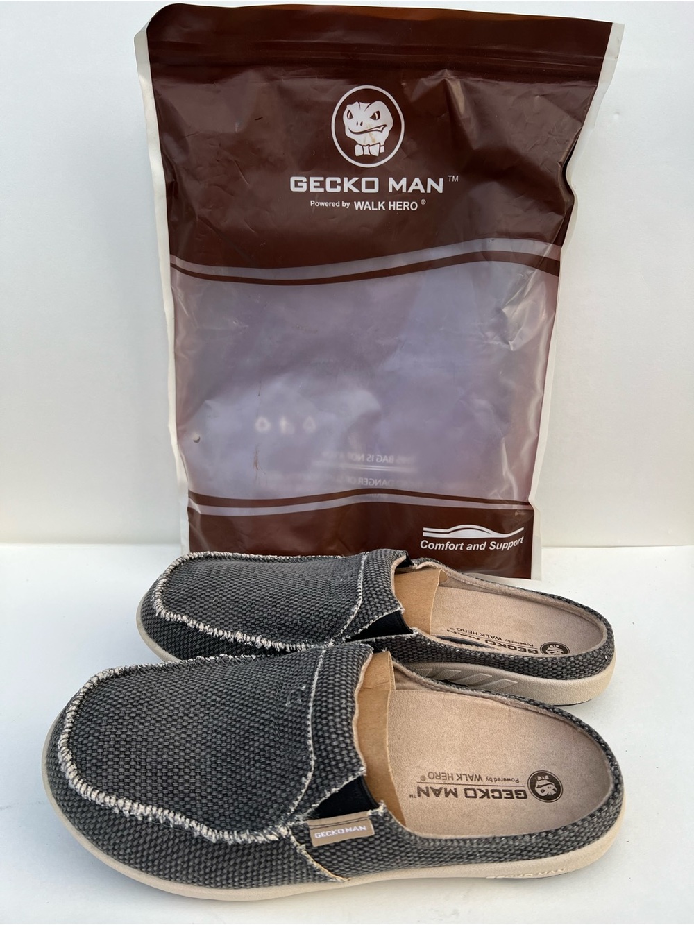 Gecko Man Men's Charcoal Grey Slip-On Casual Loafers